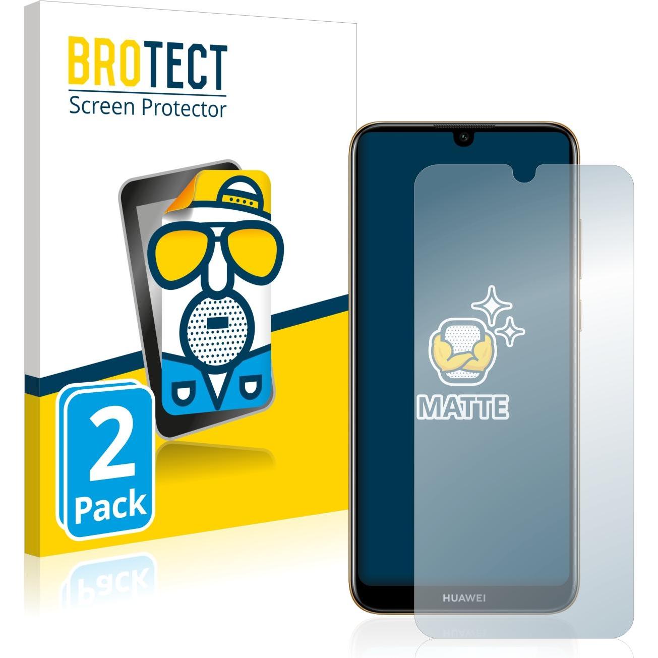 BROTECT Entspiegelungs-Schutzfolie Displayschutz Matt (2 Stück, Huawei Y6 (2019)), Smartphone Schutzfolie, Grau
