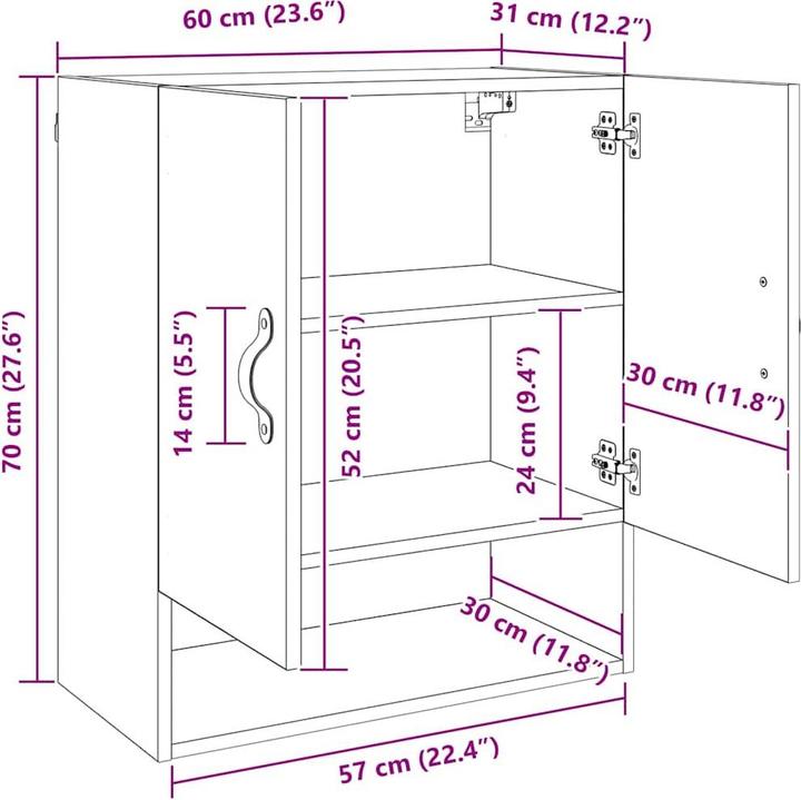 Produktbild VidaXL Wandschrank (60 x 31 x 70 cm)