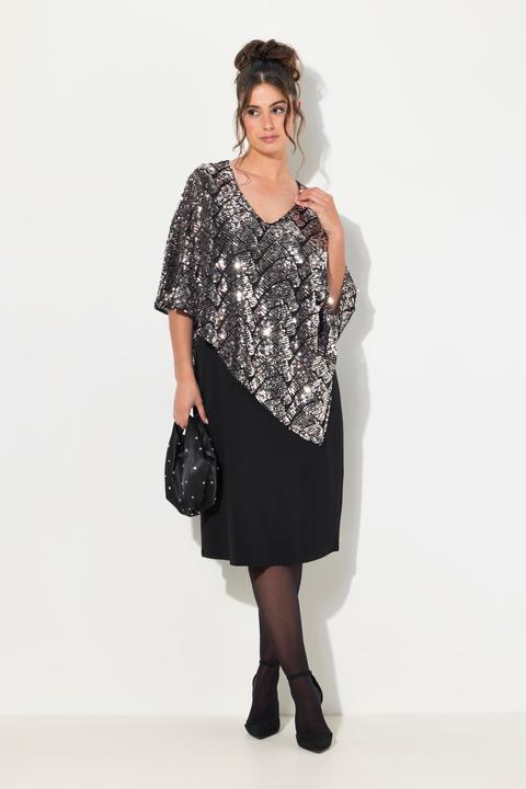 Actual product image Ulla Popken Layered Sequined Cape Dress (46, 48)