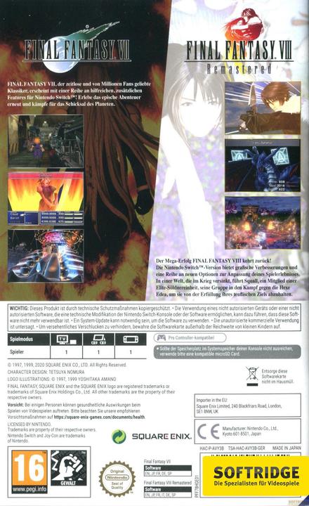 Actual product image Square Enix Final Fantasy 7+8 Twin Pack (Switch Lite, Switch OLED, Switch, DE)