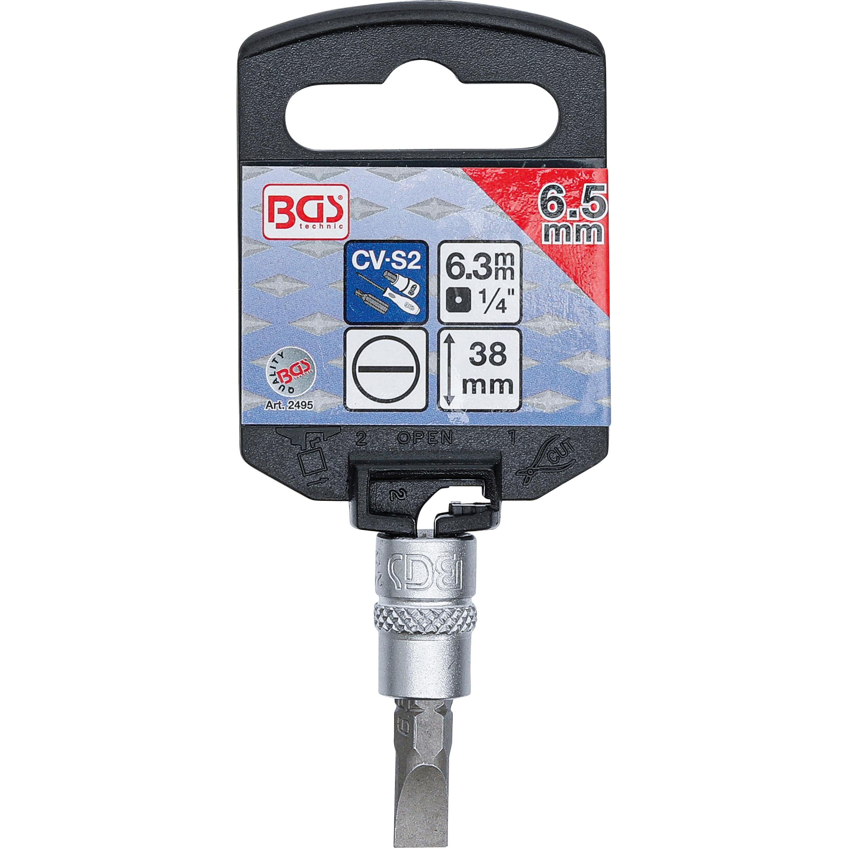 Thumbnail - BGS, Bits, Bit-Einsatz Antrieb Innenvierkant 6,3 mm (1/4") Schlitz 6,5 mm (6,3 mm)