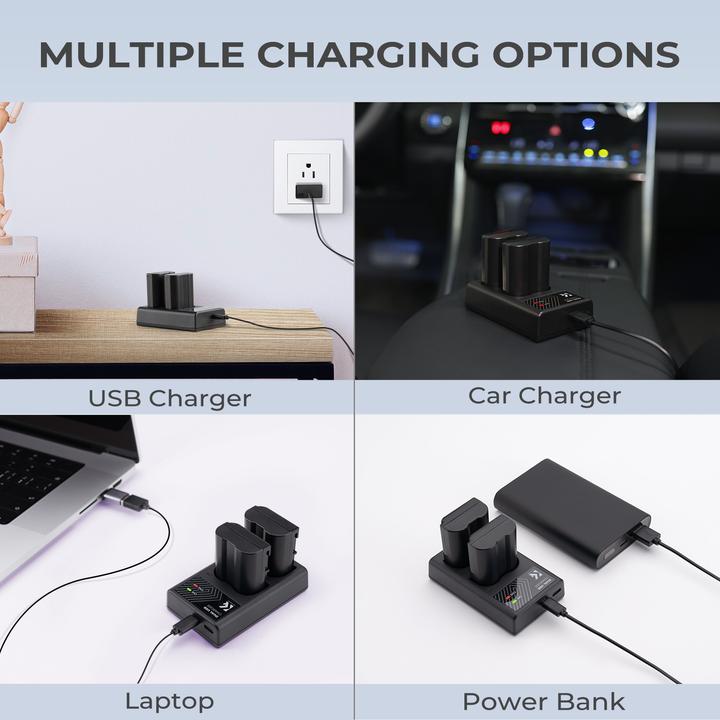 Produktbild K&F Concept EN-EL15 Digital Camera LED Dual Channel Charger with Type C Charging Cable (Kamera Akku Ladegerät)