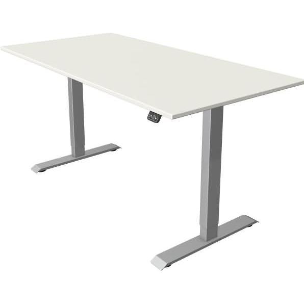 Kerkmann, Schreibtisch, Move 1 höhenverstellbarer Schreibtisch weiss rechteckig T-Fuss-Gestell silber 160,0 x 80,0 c