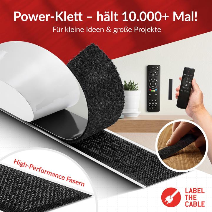 Image du produit Label-the-cable LTC Klettrolle Easy Tape Strap 8mx20mm Bündeln&Ordnen schw (20 mm)