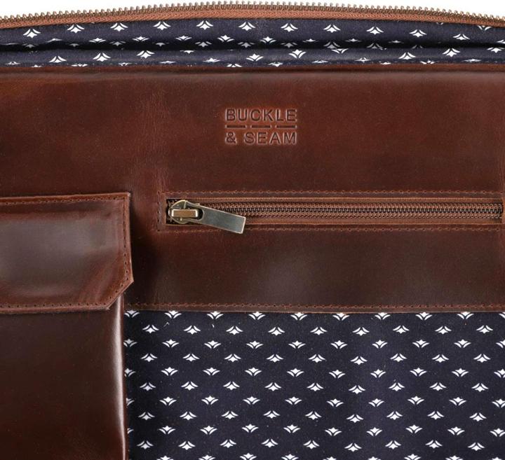 Actual product image Buckle & Seam Leather briefcase Albert Brown / inner lining Dot