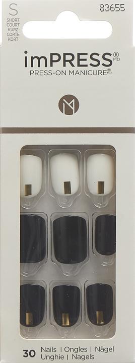 Produktbild KISS Kunstnägel-Set Midnight Drive 30 Stück (Kunstnägel, Weiss, Schwarz)