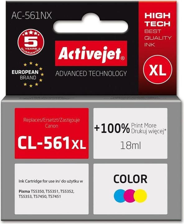 Image du produit Activejet AC-561NX Encre d'impression pour Brother Remplacement de Canon CL-561XL Supreme 18 ml couleur