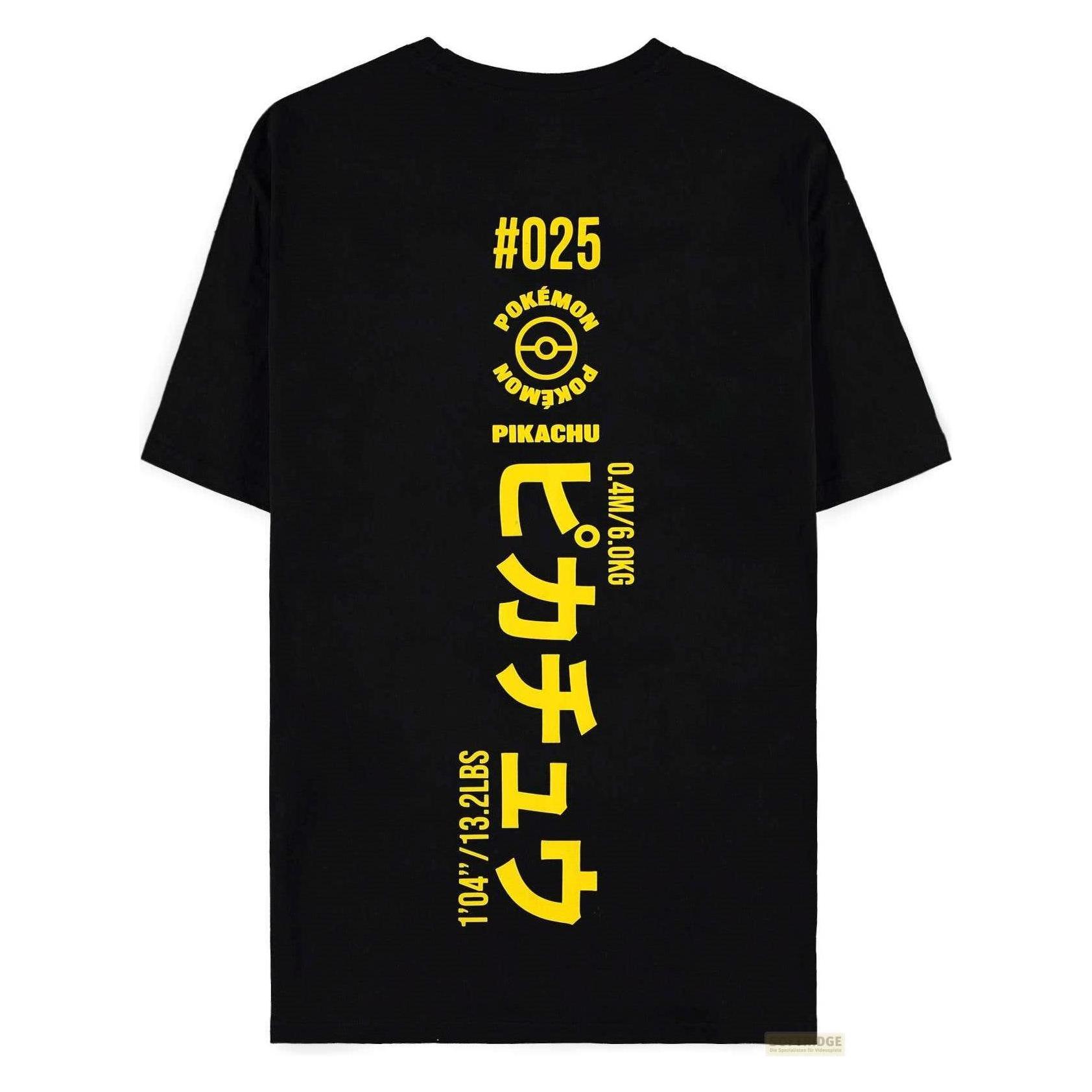 Difuzed, Mannen, T-shirts, Pokemon T-Shirt Pikachu Contour (M), Zwart, (M)