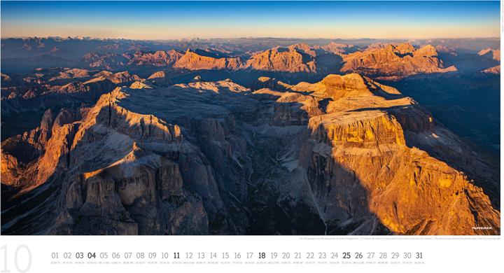 Produktbild Luftbildkalender Dolomiten 2026 (Harter Einband, Deutsch, Französisch, Englisch)