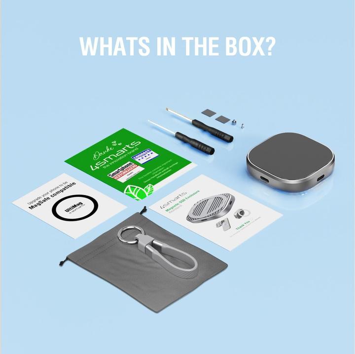 Actual product image 4smarts Magnetic SSD enclosure Kickstand MagSafe compatible grey