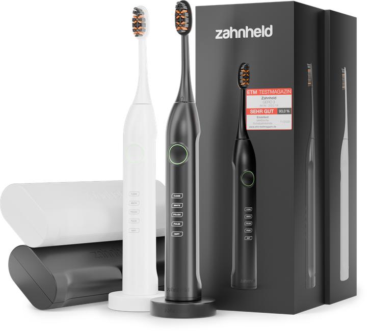Zahnheld Schallzahnbürste im Doppelpack Schwarz/Weiss (Schallzahnbürste)