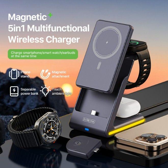 Actual product image Duzzona W24 Series 5-in-1 Wireless Charger with Powerbank 5000mAh