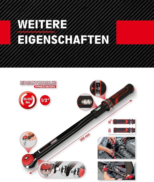 Actual product image KS Tools Ratchet torque wrench (1/2", 40 Nm, 200 Nm)
