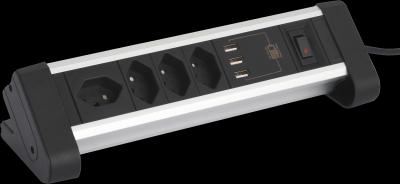 Produktbild Schönenberger Tisch-Steckdosenleiste (7 x, Typ 13, USB-A, 2 m)