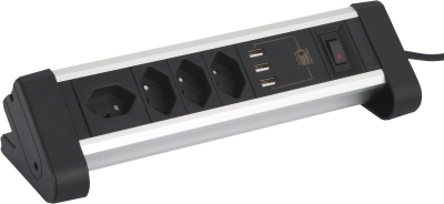 Actual product image Schönenberger Table socket strip (7 x, Type 13, USB-A, 2 m)