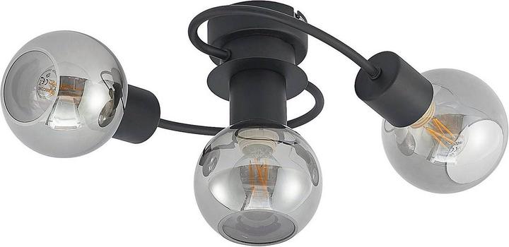 Lindby LED ceiling light Ciala, 3fl, black smoke (1410 lm, E14)
