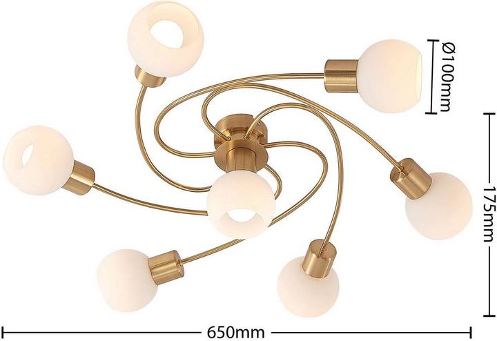 Actual product image Lindby LED ceiling light Ciala, 7fl, brass (3290 lm, E14)