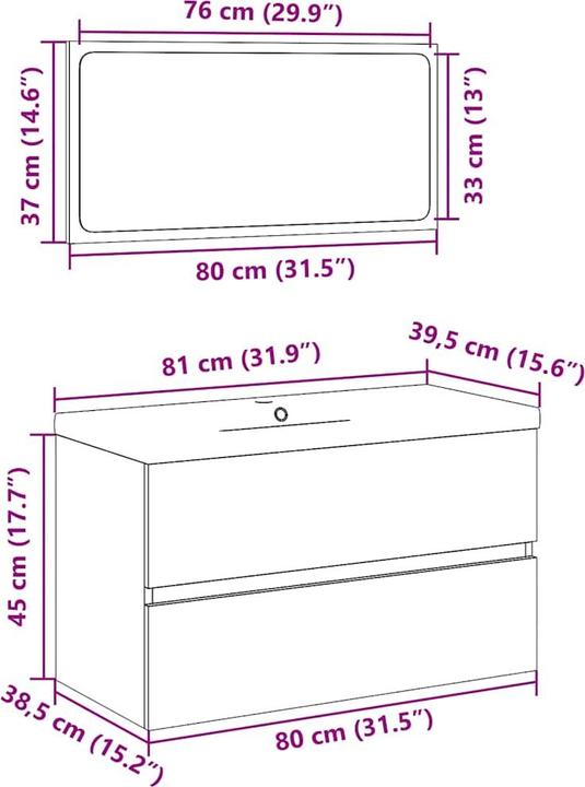 Produktbild VidaXL Badmöbel-Set Artisan-Eiche Holzwerkstoff Badmöbelset Badezimmerschrank