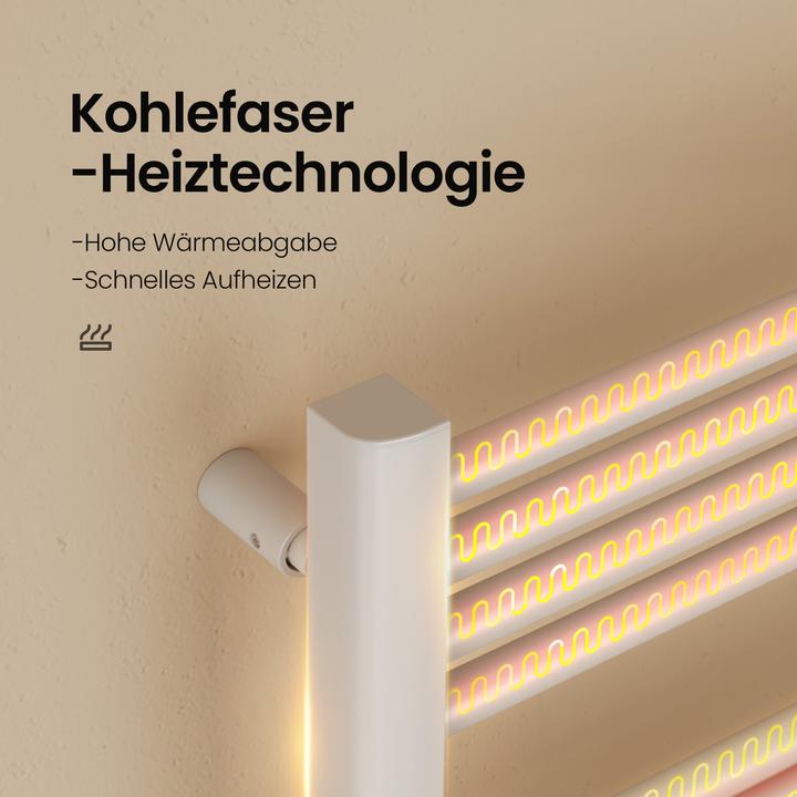 Produktbild Emke Badheizkörper Handtuchhalter Einstellbare Temperaturregelung 96x54cm Weiss 500W (500 W)