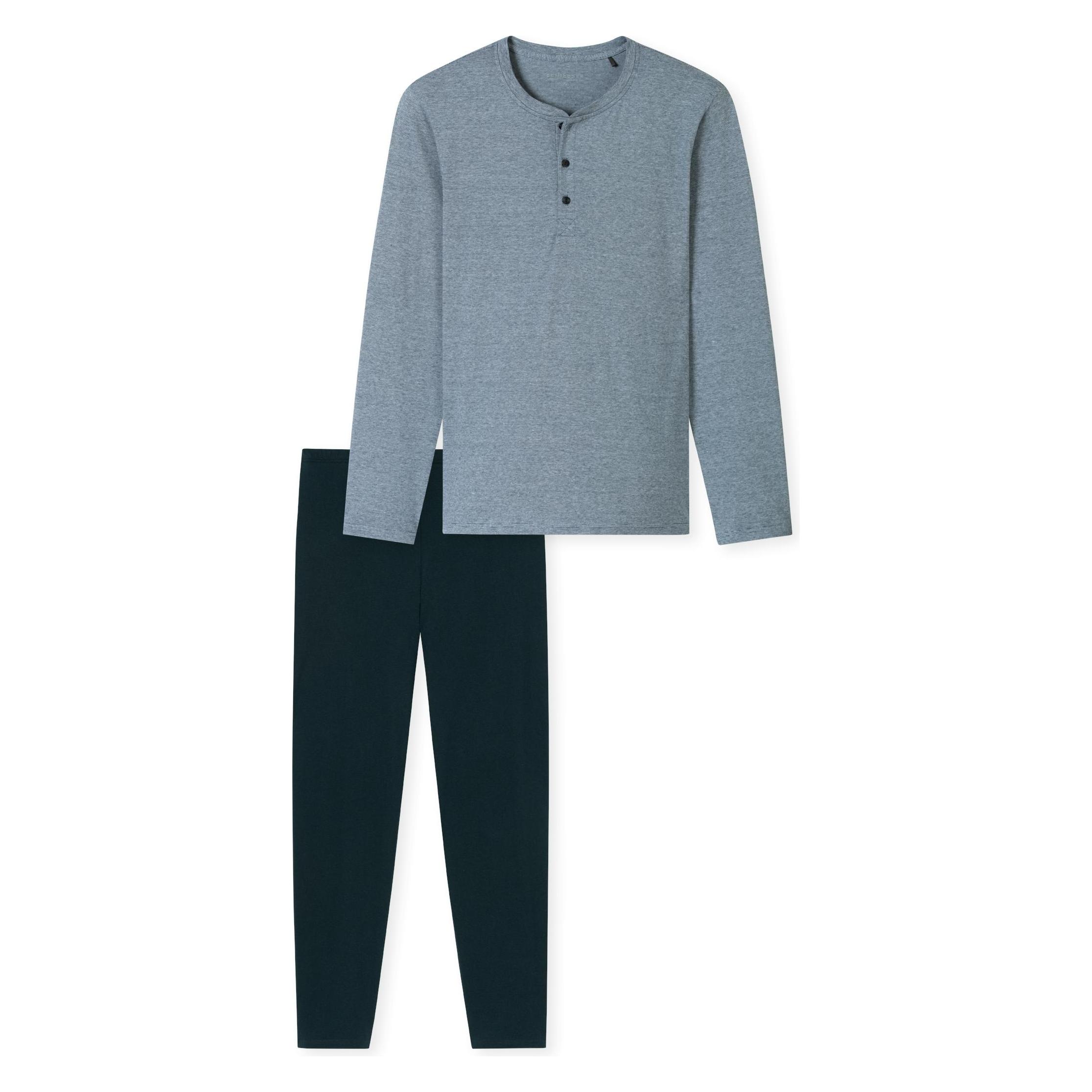 Schiesser, Herren, Pyjamas, Schlafanzug Lang, Blau, (54)