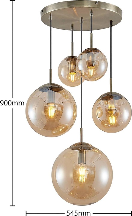 Produktbild Lindby Teeja 5 Cluster Pendelleuchte Amber (E27)