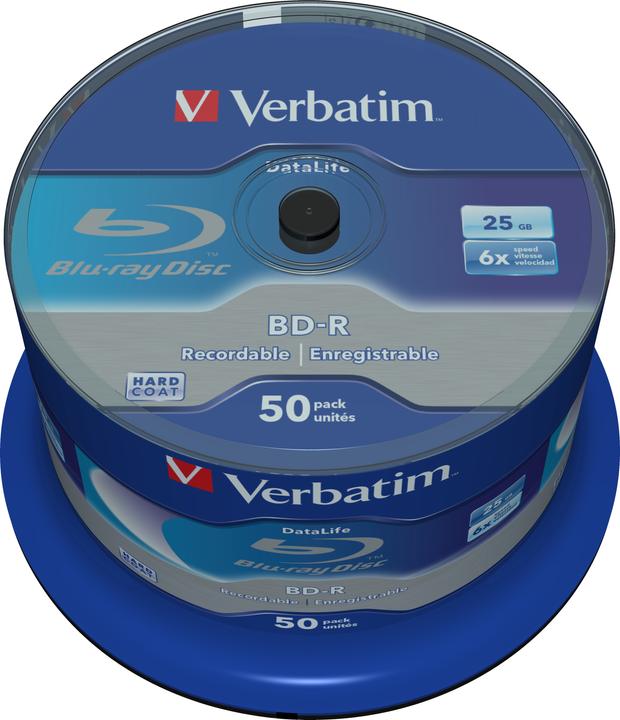 Image du produit Verbatim 1x50 BD-R Blu-Ray 25Go Blu-Ray 6x Speed Datalife No-ID Cakebox (50 x)