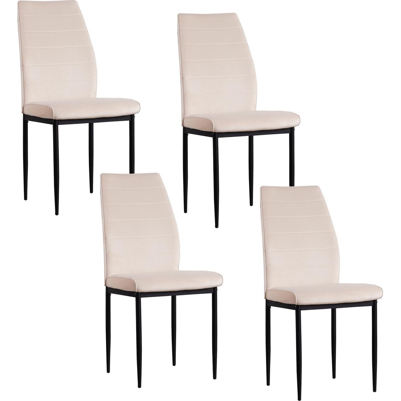 HTI-Living, Stühle, Esszimmerstuhl Madison Samt Creme 4er-Set