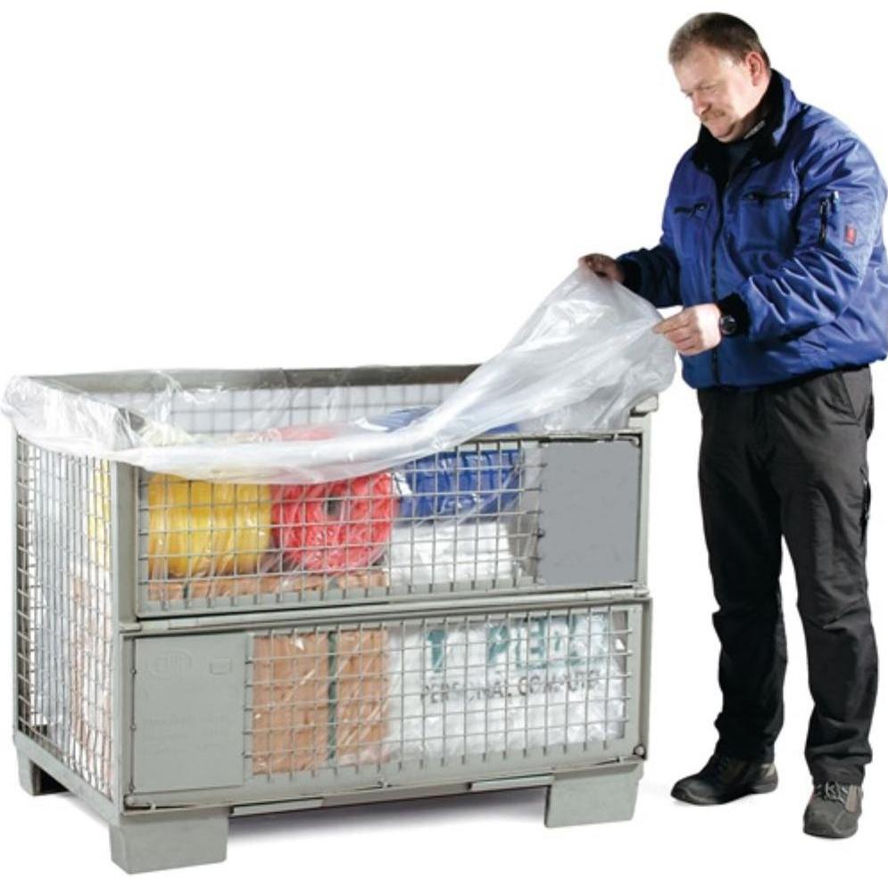 Transpak Seitenfaltensack HD-PE naturtrüb 25 µm B1300+950xL1850mm, Abfallsack, Transparent