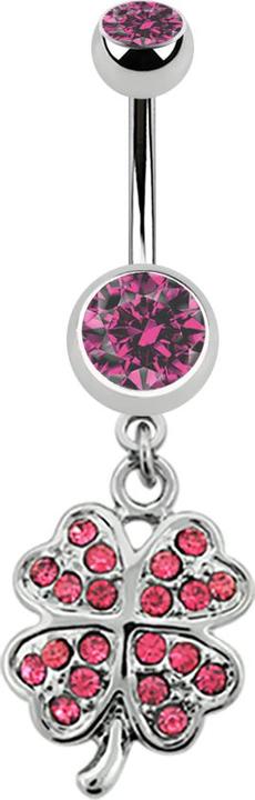 Immagine prodotto Star Piercing Banana d'argento con ciondolo a forma di trifoglio rosa (senza ottone, Acciaio chirurgico 316L)