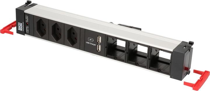 Produktbild Bachmann Einbausteckerleiste POWER FRAME 3x T13, USB, 3x ABD Leer (3 x, Typ 13, USB-A, 0.20 m)