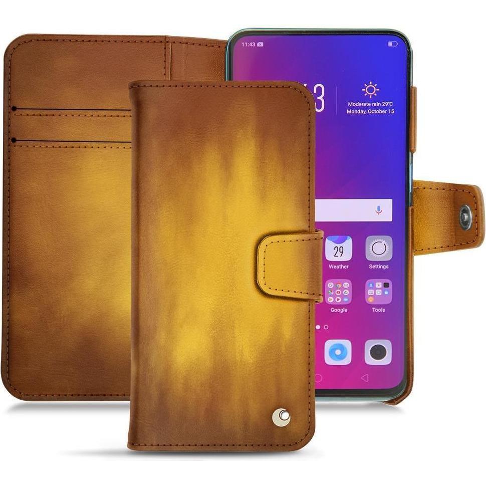 Noreve Lederschutzhülle Wallet (Oppo Find X), Smartphone Hülle, Gold