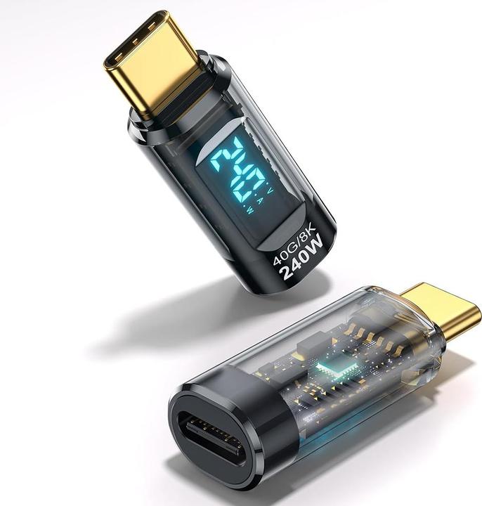 Produktbild Techsuit - Adapter DataBoost (A23) - USB-C, LED Digital Display, 40Gbps, 8K@60Hz, PD240W - Gray