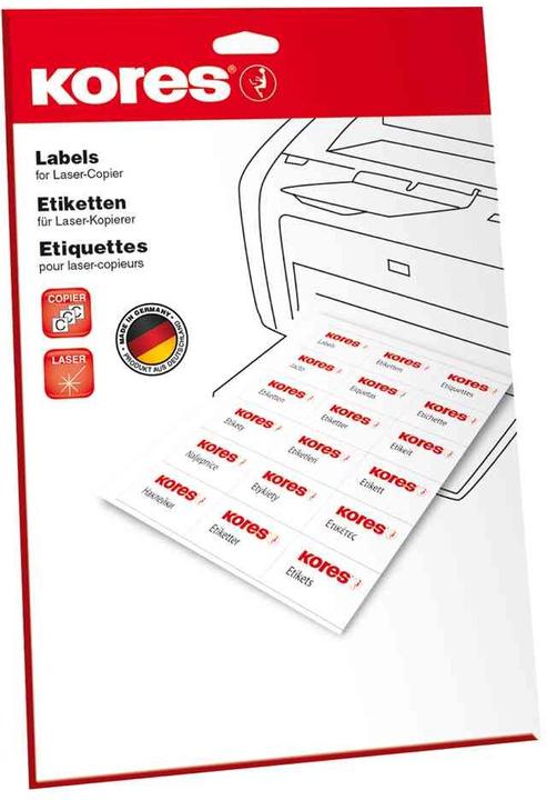 Image du produit Kores Étiquettes universelles, 97 x 42,3 mm, blanc, 25 feuilles