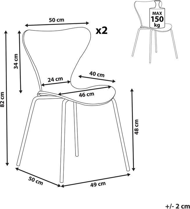Actual product image Beliani Esszimmerstuhl Samtstoff schwarz 2er Set BOONVILLE