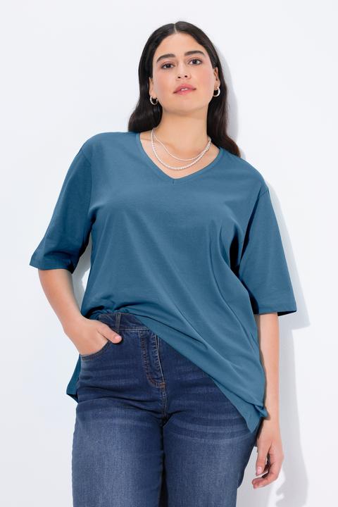 Image du produit Ulla Popken T-shirt coupe Relaxed Fit, décolleté en V et manches courtes (42, 44)