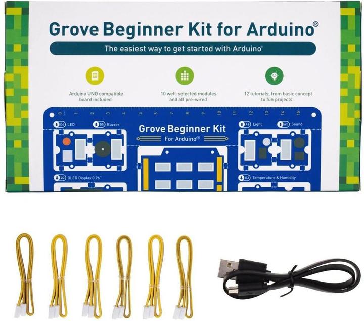 Immagine prodotto Seeed Studio seeed Grove - Einsteiger-Kit für Arduino, All-in-one-Board mit 10 Sensoren und 12 Projekten