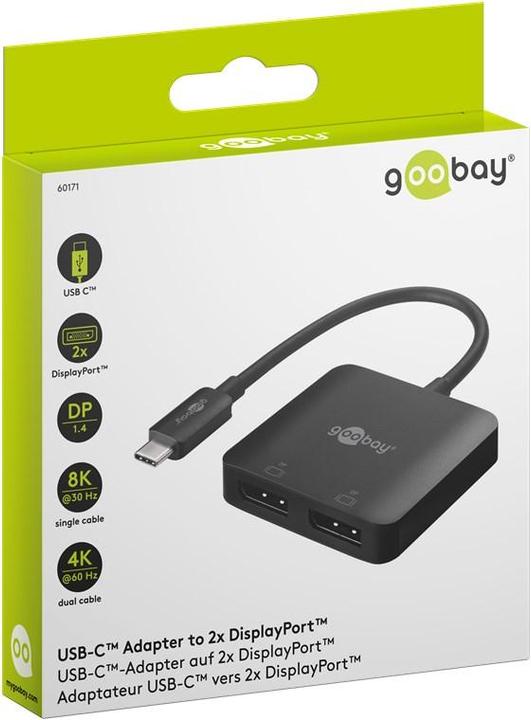 Image du produit Goobay Adaptateur USB-C vers 2x DisplayPort (12 cm)