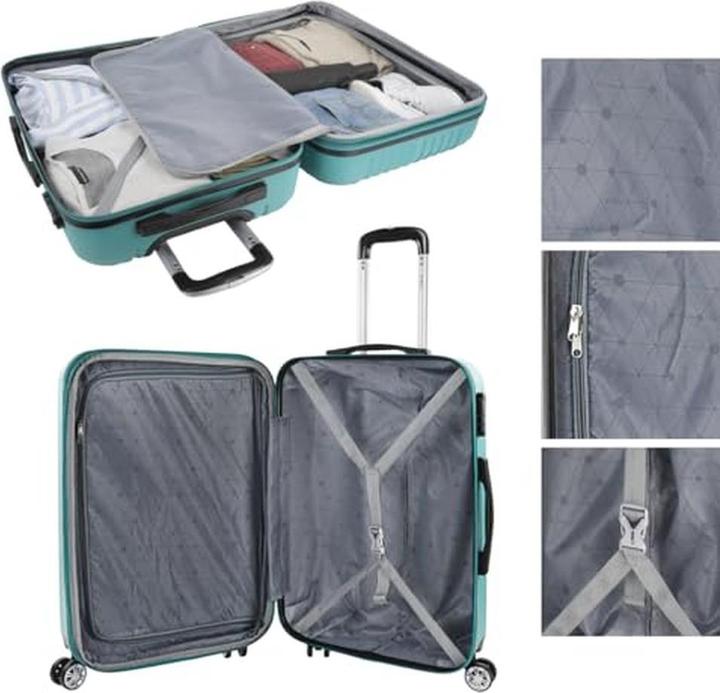 Actual product image Itaca Extendable Rigid Lightweight Spinner Luggage with Combination Lock