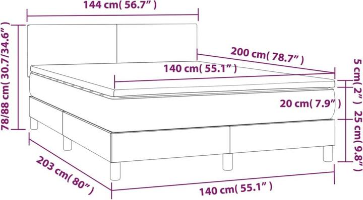 Produktbild vidaXL Boxspringbett (140 x 200 cm)