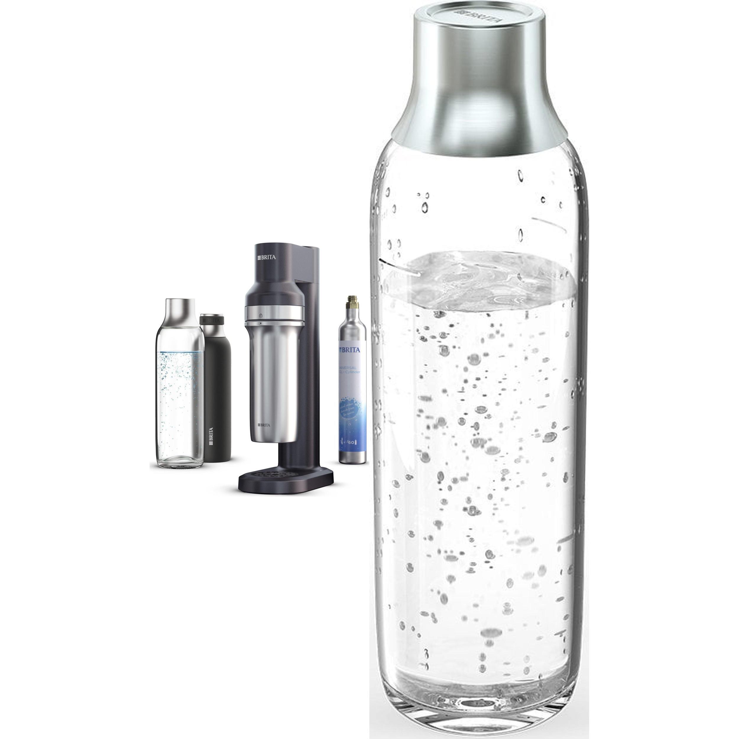 Morele Saturator Brita sodaTRIO Czarny + Szklana butelka sodaTRIO 2-pak, Caraffa filtrante, Nero