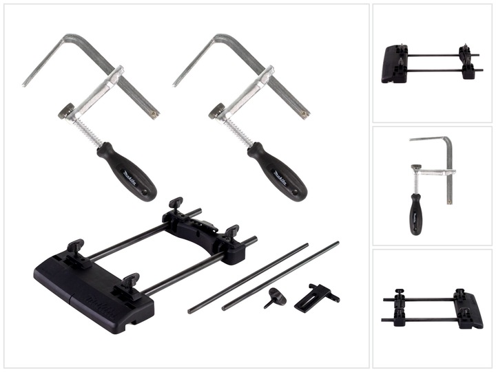 Produktbild Makita Führungsschienen Adapter ( 194579-2 ) + 2x Schraubzwinge ( 194385-5 ) für Fräse RP DRT