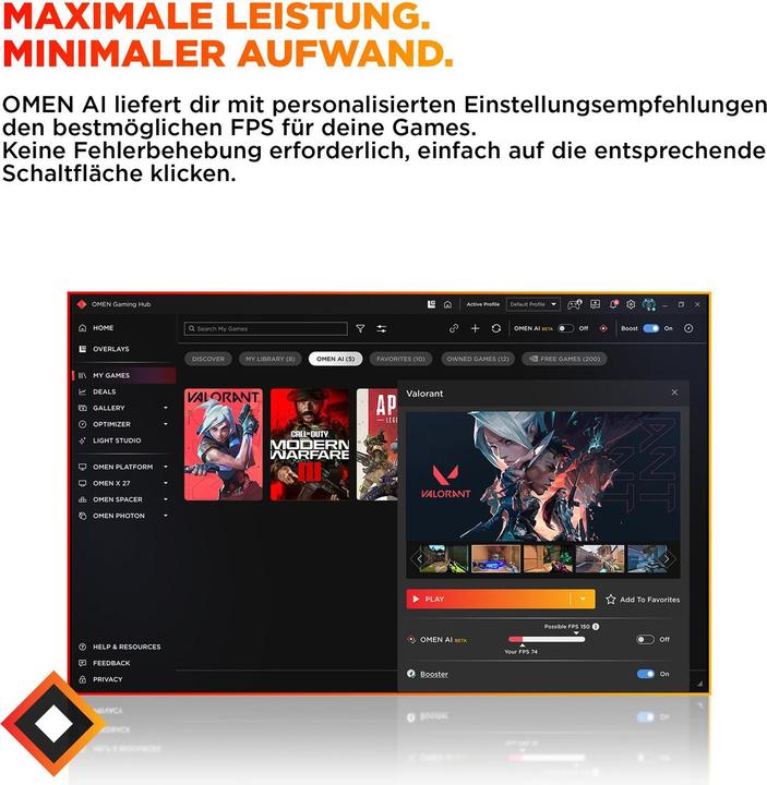 Produktbild HP OMEN 16L TG03-0470ng (1000 GB, 16 GB, AMD Ryzen 7 8700F, GeForce RTX 5060)