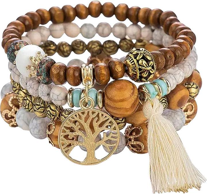 Saraswati Bracelet Arbre de vie beige.AL34 (6 cm, Bois, Resin)