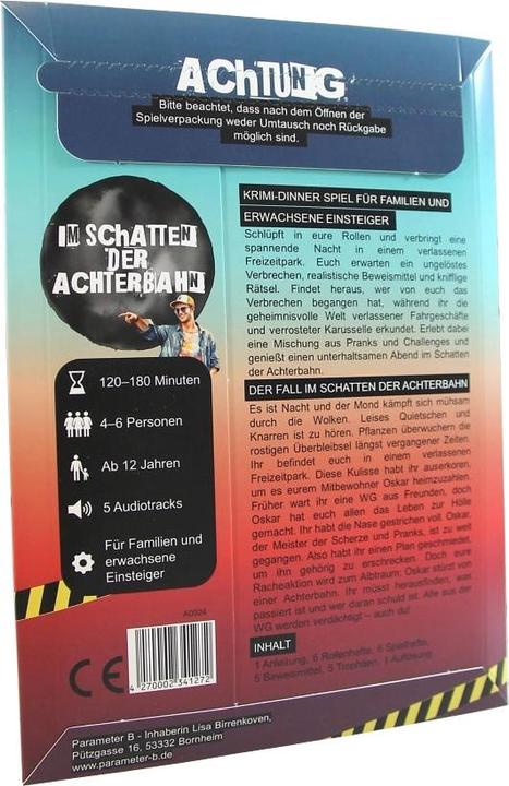 Actual product image Pegasus In the shadow of the rollercoaster - murder mystery dinner game for 4 people (German)