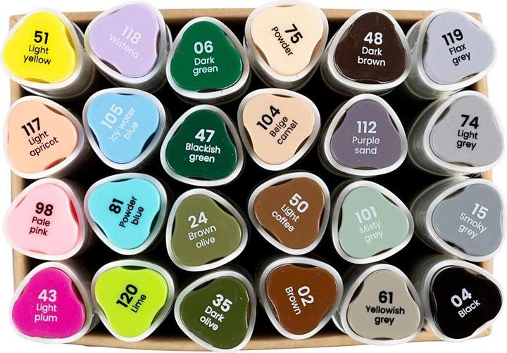 Actual product image Creativ Company Kalligraphiemarker 1+ 8 mm, 24 Stück, Pastellfarben (24x)