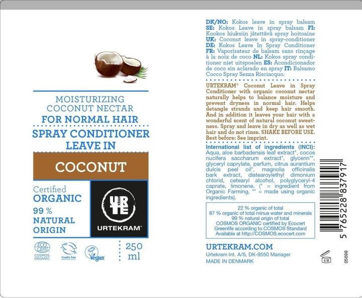 Produktbild Urtekram Coconut Spray Conditioner (250 ml)