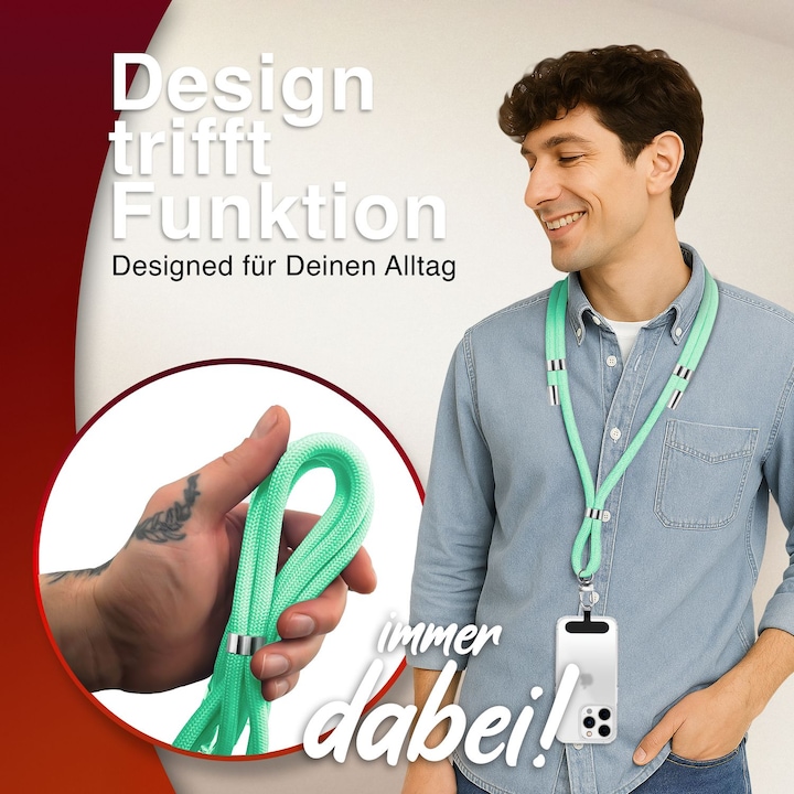 Produktbild Nalia HoldMe Lanyard Handykette – Universal Trageband für Smartphones - Verstellbar, Soft & Elastisch