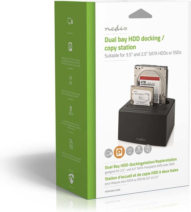 Actual product image Nedis Hard Drive Docking Station | USB 3.2 Gen1 | USB Type-A | 2 Hard Drives | 2.5 / 3.5 " | USB 3.2