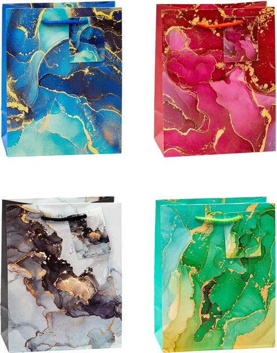 Produktbild Tsi 12 Geschenktüten MARMOR blau, rot, grün, grau 18,0 x 23,0 cm (12x)