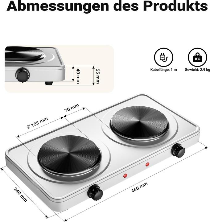 Actual product image Wiltec Doppelkochplatte